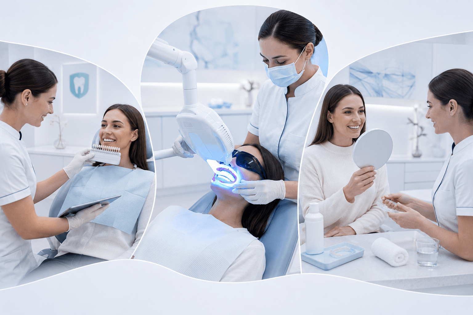 The three teeth whitening components: pre-consultation, treatment and aftercare